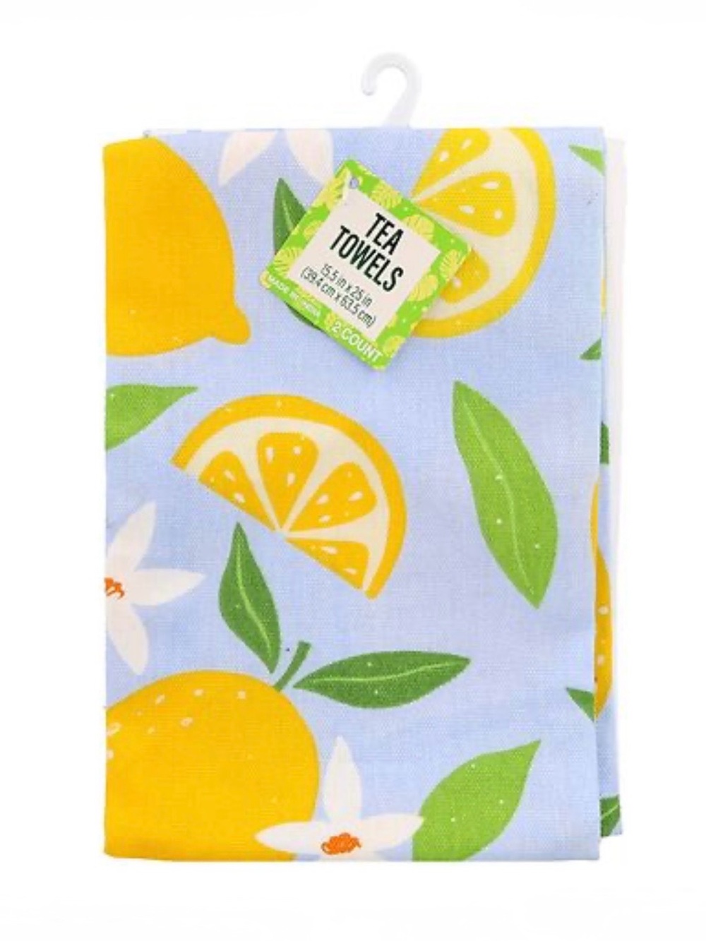 Lemon Print Tea Towel - Yellow & Blue